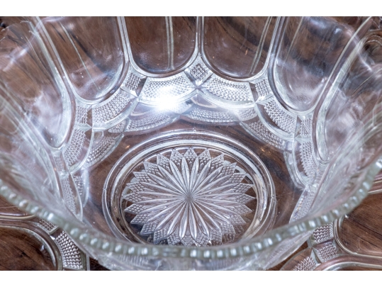 Fabulous Oversized Floral Form Glass Punchbowl With Undertray