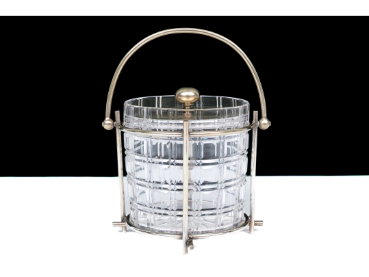 Antique Cut Crystal And Silverplate Biscuit Jar