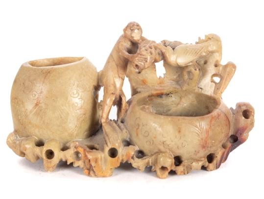 Antique Chinese Carved Soapstone Display