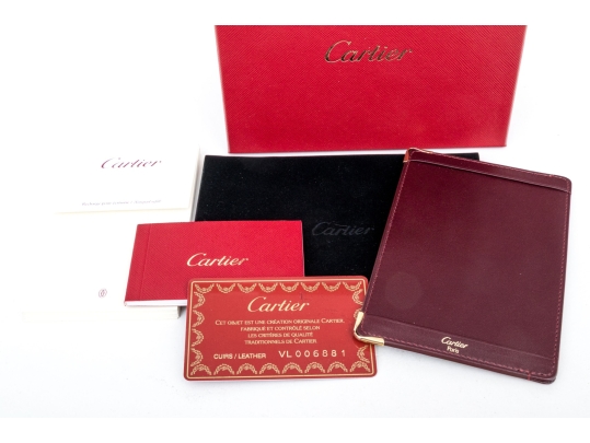 Cartier Burgundy Leather Notepad Holder, Must De Cartier, With Box