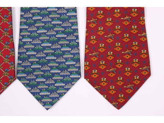 Four Beautiful Salvatore Ferragmo Mens Silk Neck Ties, Made In Italy