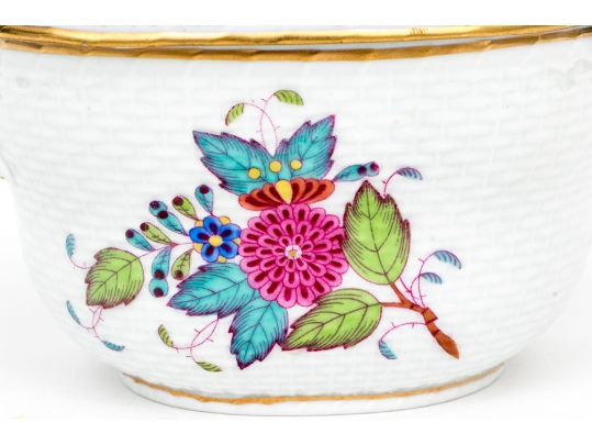 Herend Hungary Hand-Painted Porcelain Covered Sugar Bowl, Chinese Bouquet Multicolor (AF) Pattern