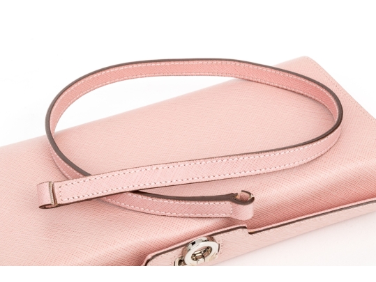 Ferragamo Pink Saffiano Leather Baguette Clutch, See Condition Note