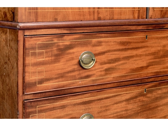 Antique Federal Mahogany Inlaid Linen Press
