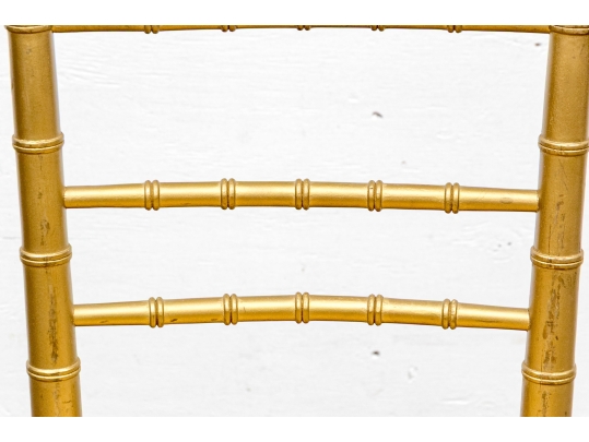 Set Of Twelve Faux Bamboo Gilt Finished Side Chairs, With Cushions