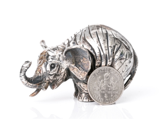 Buccellati Sterling Silver Miniature Delightful Standing Elephant, Retail $660