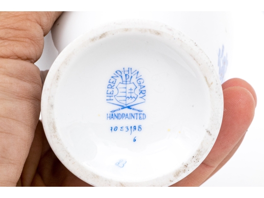 Herend Hungary Hand-Painted Porcelain Vase, Blue Chinese Bouquet Pattern