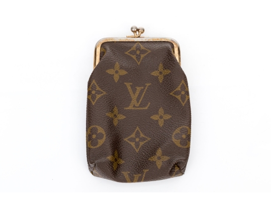 Louis Vuitton Vintage Coated Canvas Logo Kisslock Change Purse