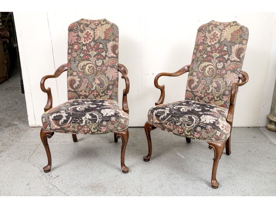 Pair Of Ex Historical Society Georgian Style Armchairs 