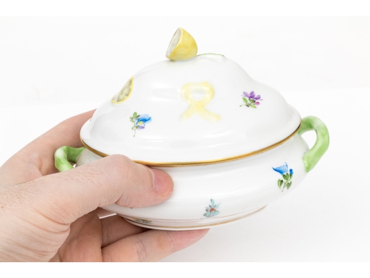 Herend Hungary Hand-Painted Porcelain Covered Dish Or Miniature Tureen, Market Garden (MF) Pattern