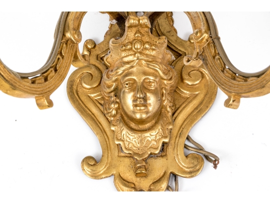 Pair Of Louis XVI Style Gilt Metal Wall Sconces