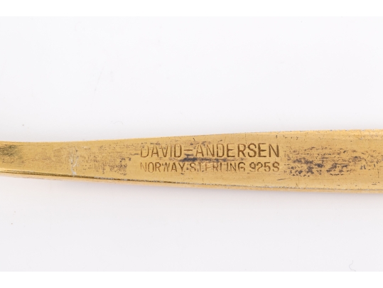 Set Of Four David- Andersen Norway Enameled Sterling Silver Vermeil Demitasse Spoons  1.290 Gross TO