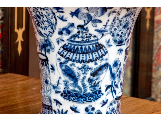 Pair Of Chinese Porcelain Vases With Jar And Vessel Decoration
