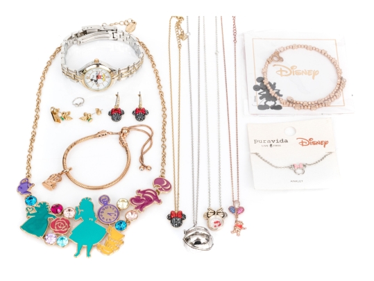 Disney Collection Of Themed Jewelry Pieces, Including A Boxed Disney Parks/Pandora Bracelet