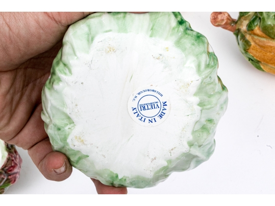 Fourteen Italian Hand-painted Naturalistic Vegetable Form Lidded Bowls Including Vietri
