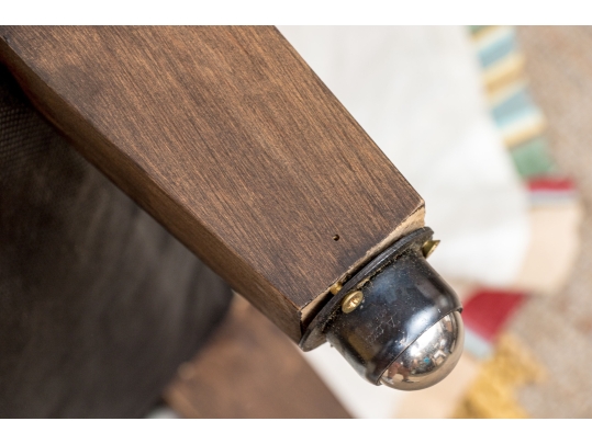 Custom Upholstered Ottoman With Fringed Apron
