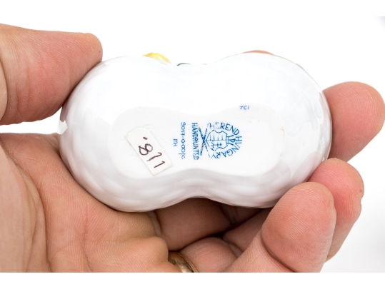 Two Herend Hungary Hand-Painted Porcelain Vibrant Floral Baskets 