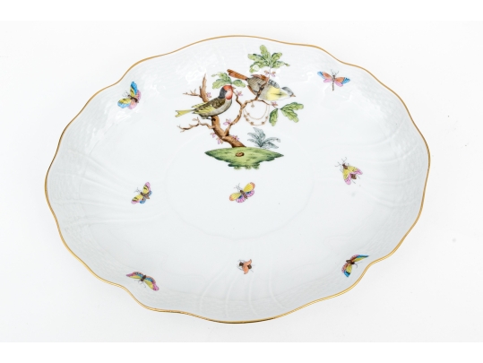 Herend Hungary Hand-Painted Porcelain Gravy Boat, Underplate And Ladle, Rothschild Bird (RO) Pattern