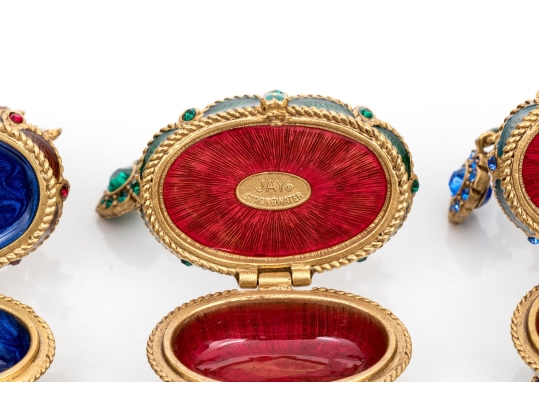 Collection Of Five Jay Strongwater Tiny Potted Month Trees 