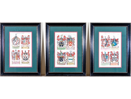 Three Decorative Prints Of Heraldic Coats Of Arms