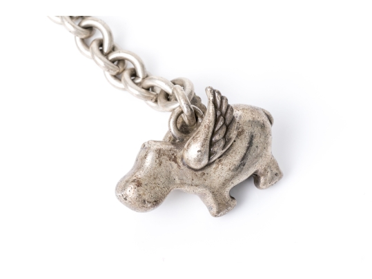 Kieselstein-Cord Sterling Silver Fun Flying Cow Key Chain