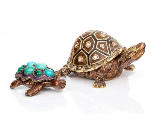 Two Jay Strongwater Turtle Form Boxes