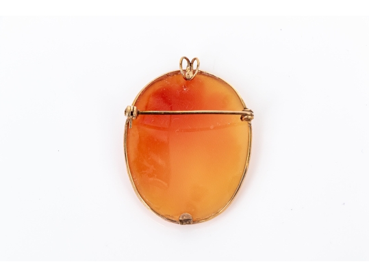 9k Yellow Gold Lovely Three Grace Motif Carved Cameo Brooch/pendant