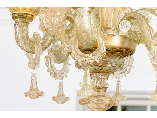 *Quality Murano Or Murano Style Hand-blown Glass Six Lite Chandelier