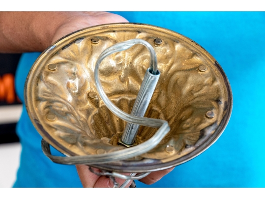 Pair Of Vintage Glass Shaded Pendant Lights