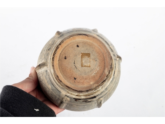 Small Antique Southeast Asian Glazed Pottery Covered Jar