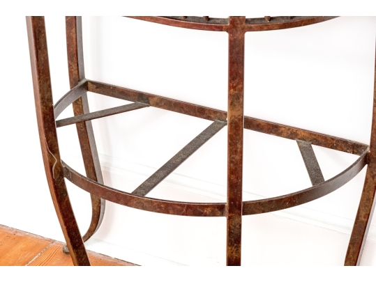 Pair Of Marble Top Iron Framed Consoles