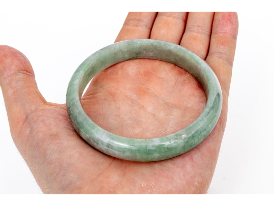 Green Jadeite Jade Slip On Bangle Bracelet, See Conditions