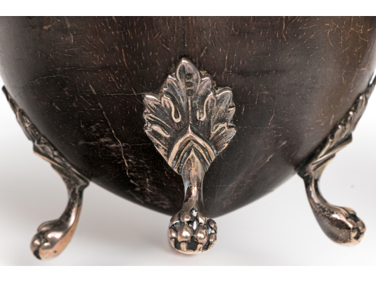 Three Antique Wood And Silver Mounted Goblets