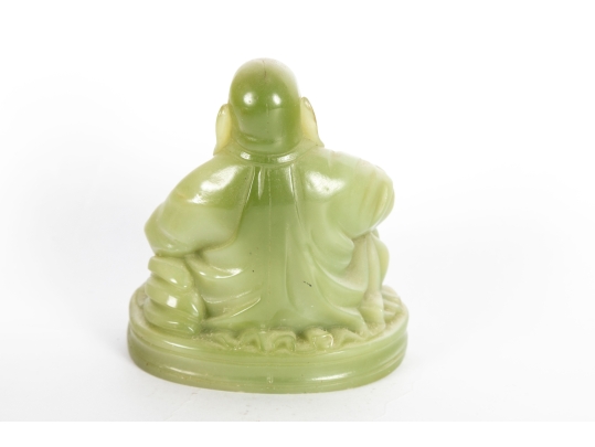 Green Resin Budai Laughing Buddha Figurine