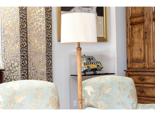 Gorgeous Quality Pair Of Carved Faux Bamboo Wooden Floor Lamps