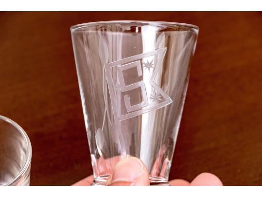 Set Of Nineteen Shot And Double Shot Glasses, Monogrammed