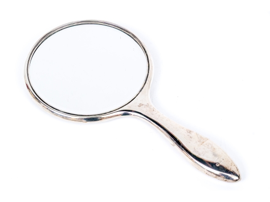 Vintage English Sterling Silver Framed Tortoise Hand Mirror