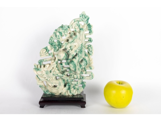 White/Green Hardstone Dragon Sculpture