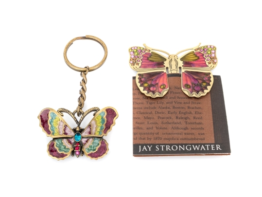 Jay Strongwater Butterfly Motif Key Chain And Bookmark