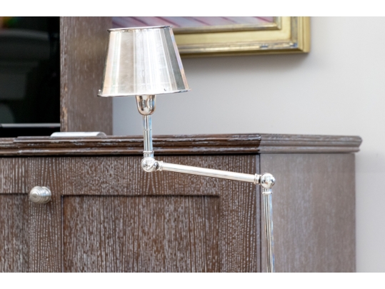 Elegant Chrome Finished Adjustable Floor Lamp With Chrome Shade