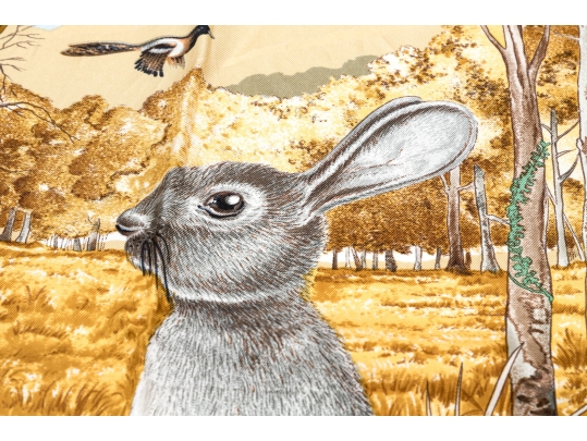 Hermès Fabulous Chasse Au Bois Woodland Scene Silk Scarf