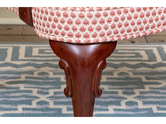 Fabulous Pair Of Mahogany Goose Neck Upholstered Armchairs