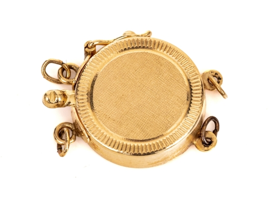 14k Yellow Gold Striking Vintage Double Strand Pearl/bead Clasp, Matte Finished Top