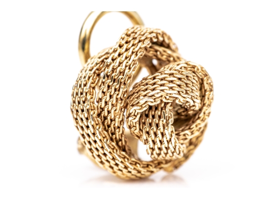 Tiffany & Co. 14k Yellow Gold Vintage Mesh Knot Clip On Style Earrings