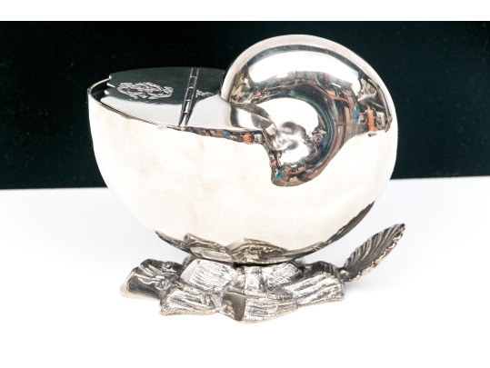 Antique English Silverplate Nautilus Spoon Warmer 