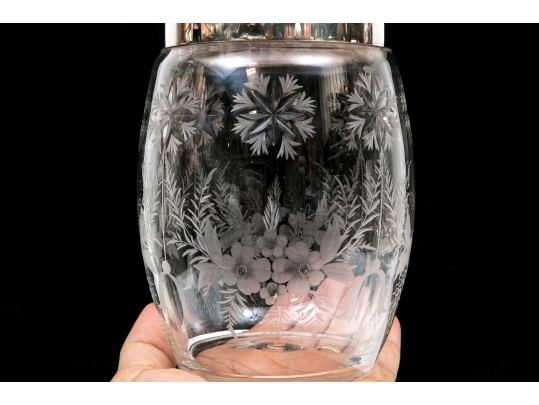 Antique Cut Glass And Silverplate Biscuit Jar
