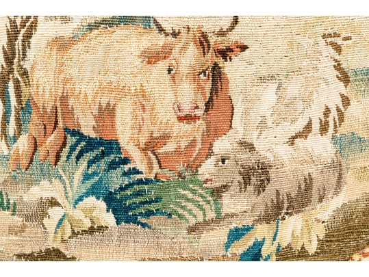 Antique French Aubusson Accent Pillow