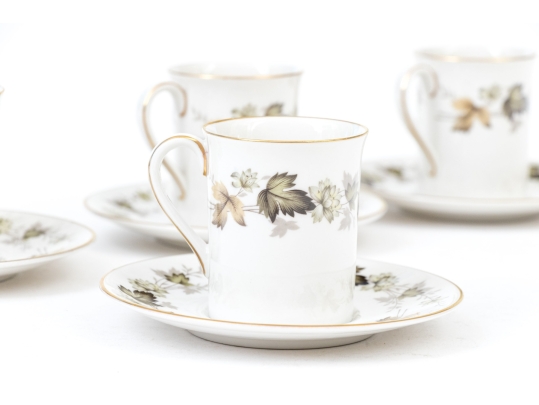 Set Of Four English Royal Doulton “Larchmont” Demitasse Cups And Saucers
