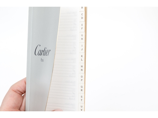 Cartier Black Leather Address Book And Notepad Holder, Boxed