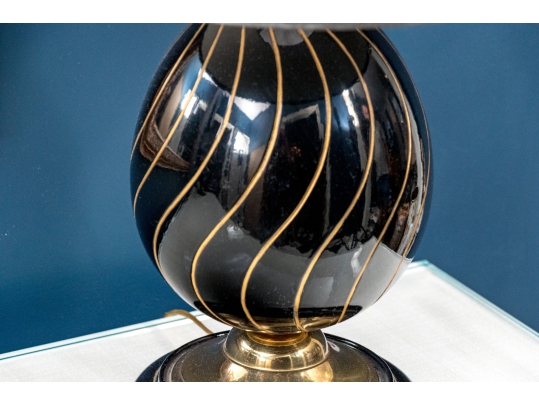 Pair Of French Black And Gilt Finished Table Lamps